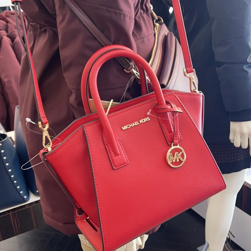 Michael Kors Avril Small Leather Top-Zip Satchel Color Flame